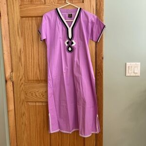 Purple Kaftan Dress with embroidered Trim